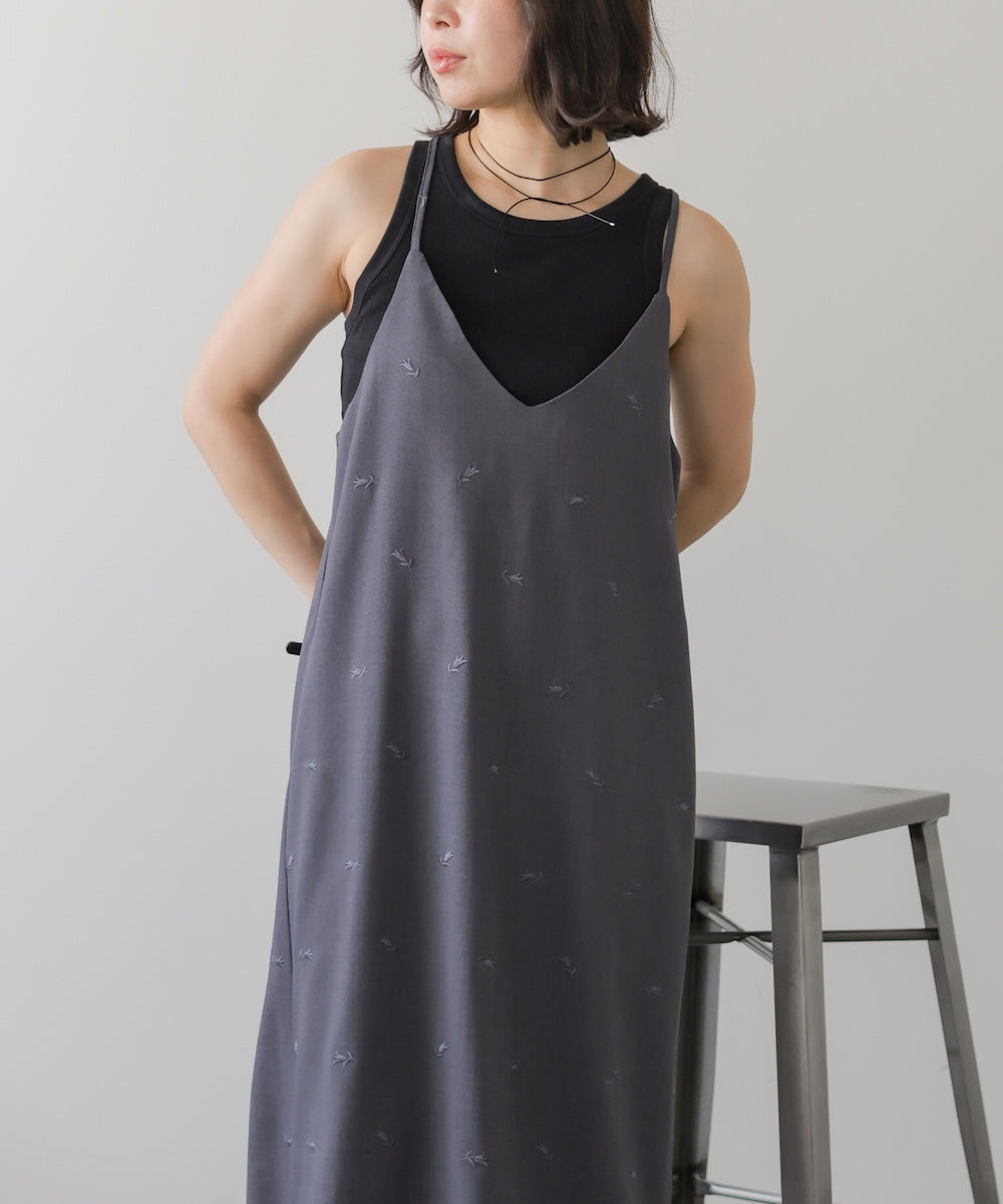 【セットアップ対応】刺繍バックリボンキャミワンピース