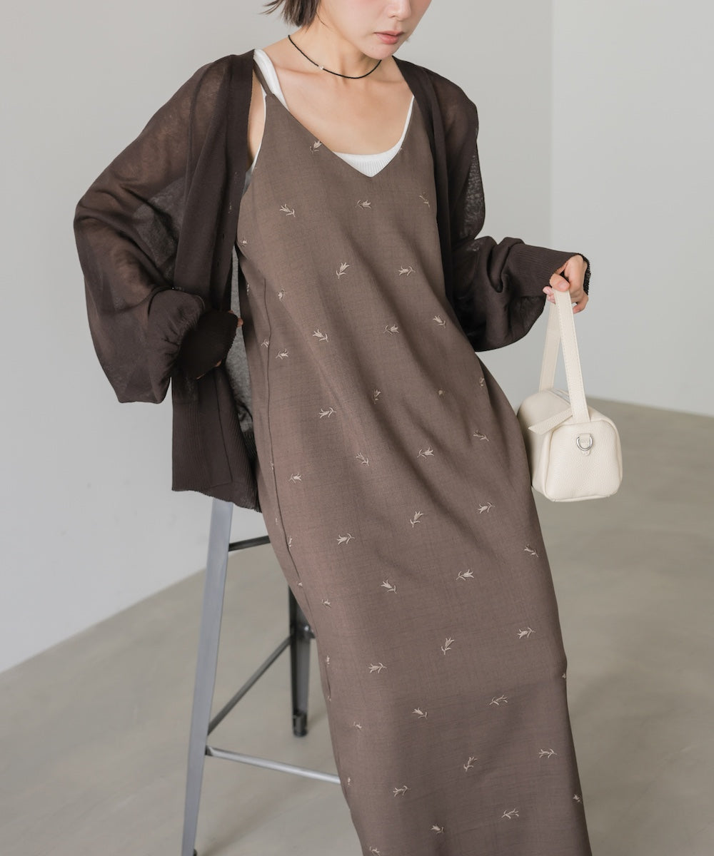 【セットアップ対応】刺繍バックリボンキャミワンピース