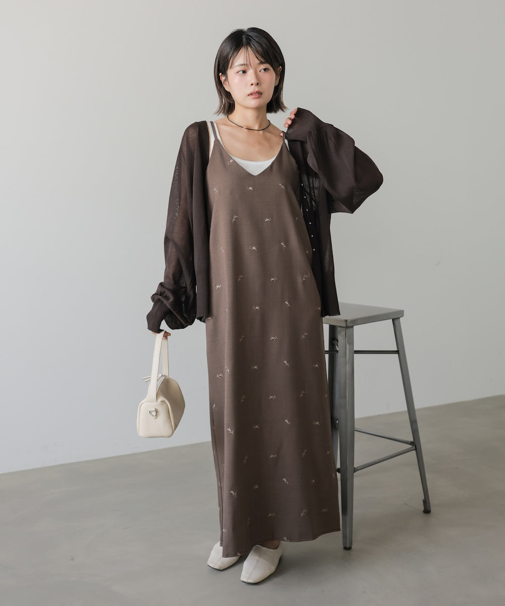 【セットアップ対応】刺繍バックリボンキャミワンピース