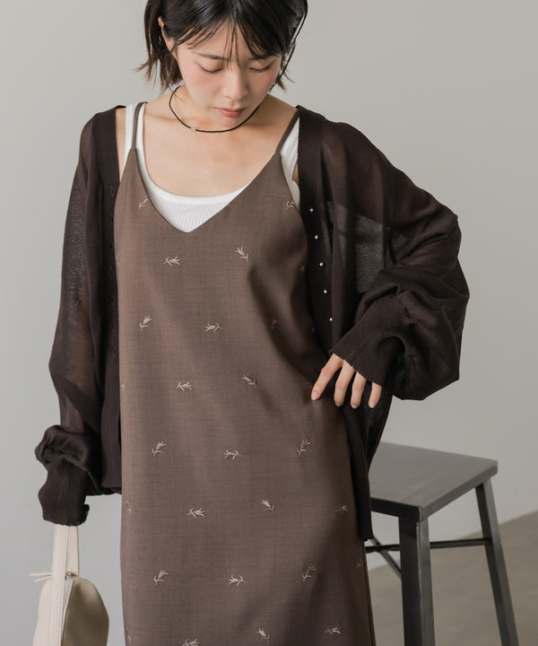 【セットアップ対応】刺繍バックリボンキャミワンピース