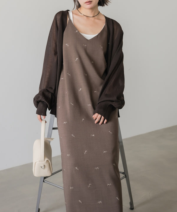 【セットアップ対応】刺繍バックリボンキャミワンピース