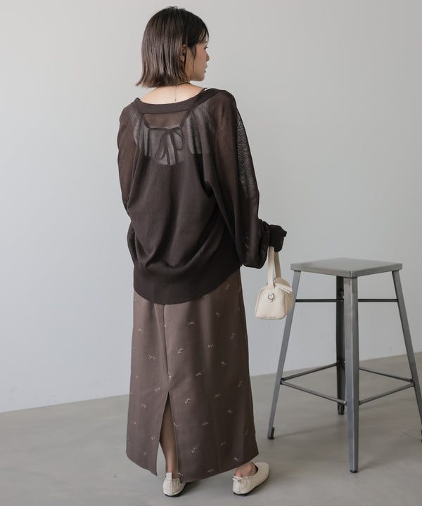 【セットアップ対応】刺繍バックリボンキャミワンピース