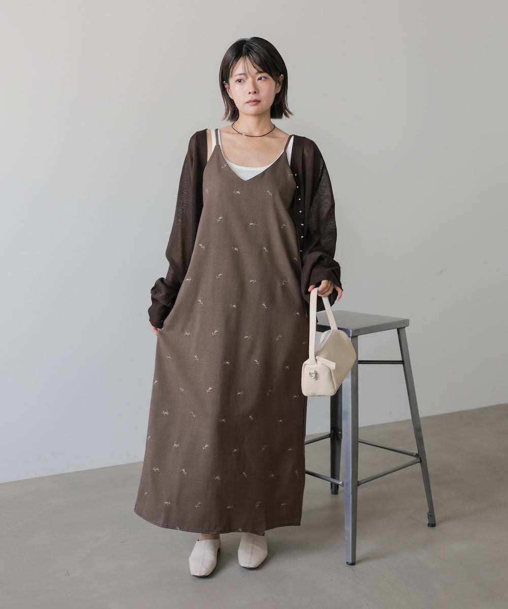 【セットアップ対応】刺繍バックリボンキャミワンピース