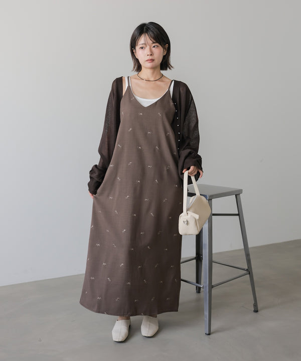 【セットアップ対応】刺繍バックリボンキャミワンピース