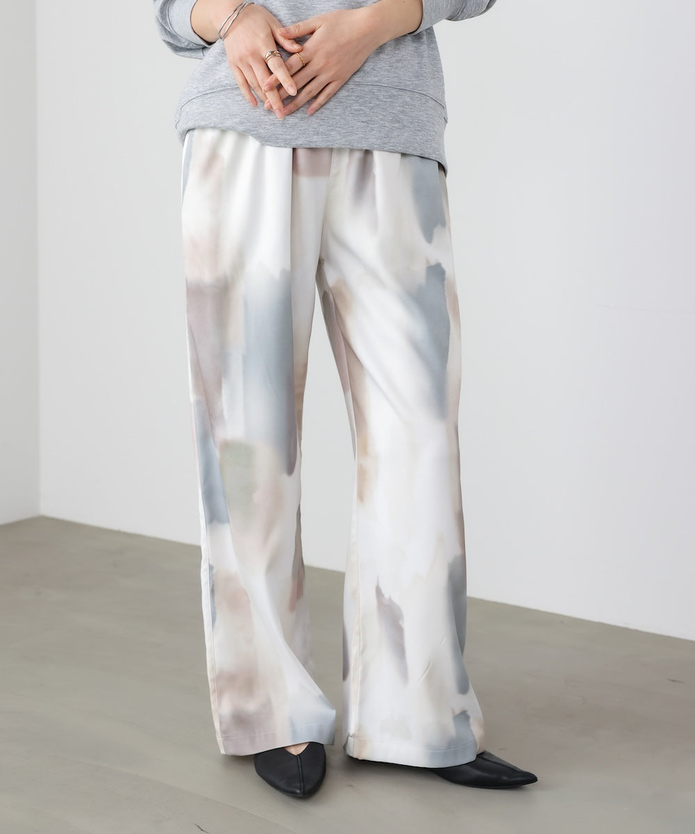水彩柄ワイドイージーパンツ［2/27発送予定］