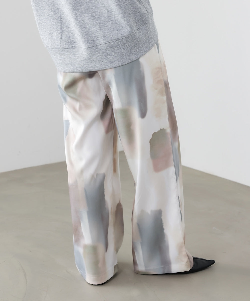 水彩柄ワイドイージーパンツ