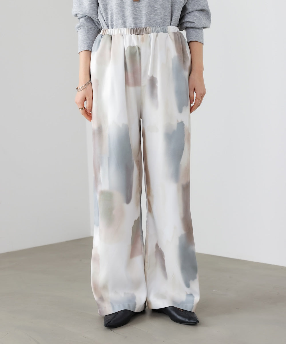 水彩柄ワイドイージーパンツ