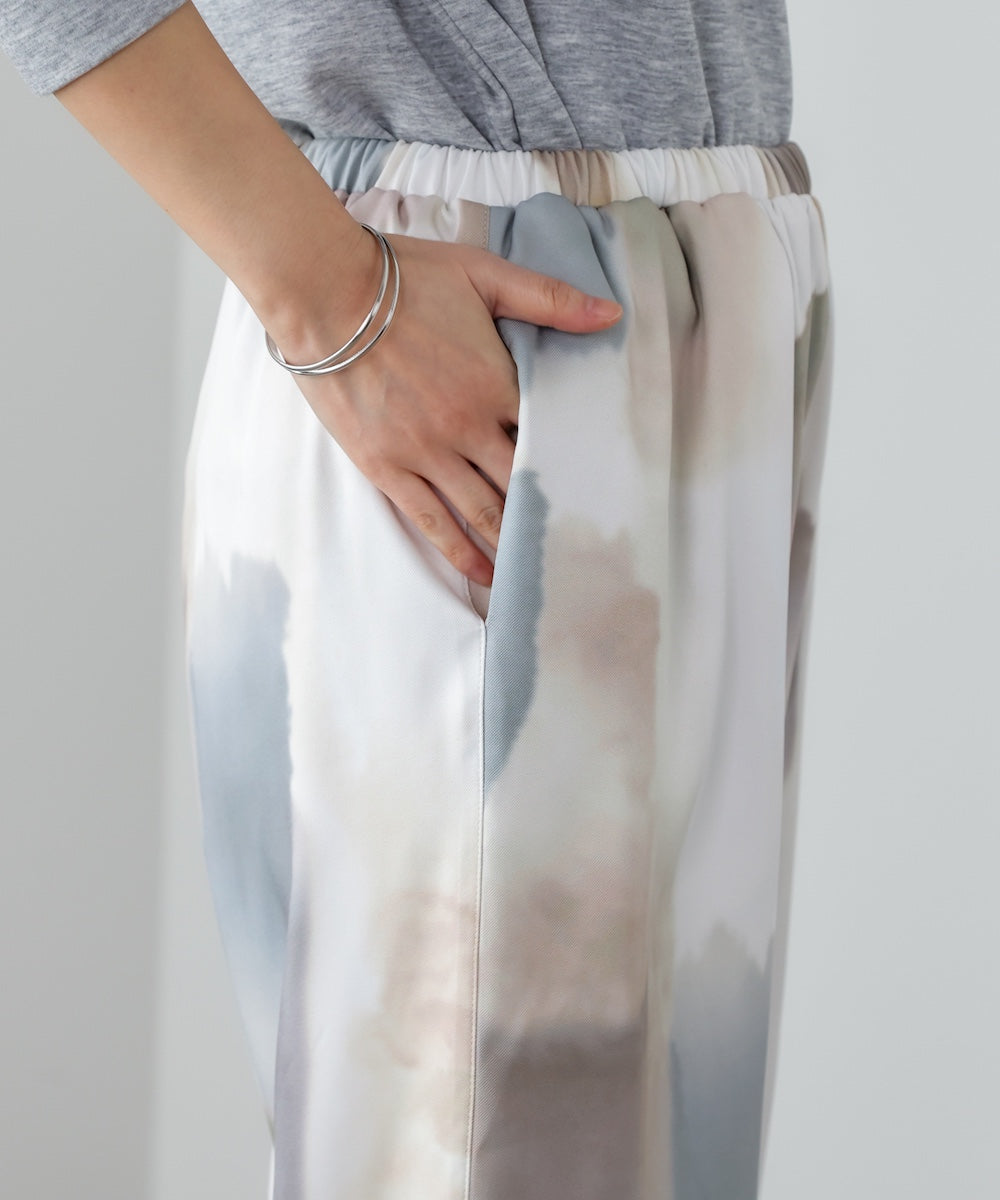 水彩柄ワイドイージーパンツ
