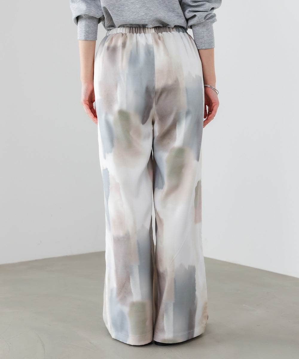 水彩柄ワイドイージーパンツ