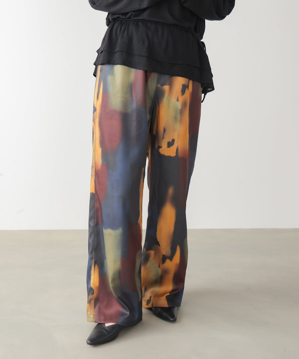 水彩柄ワイドイージーパンツ