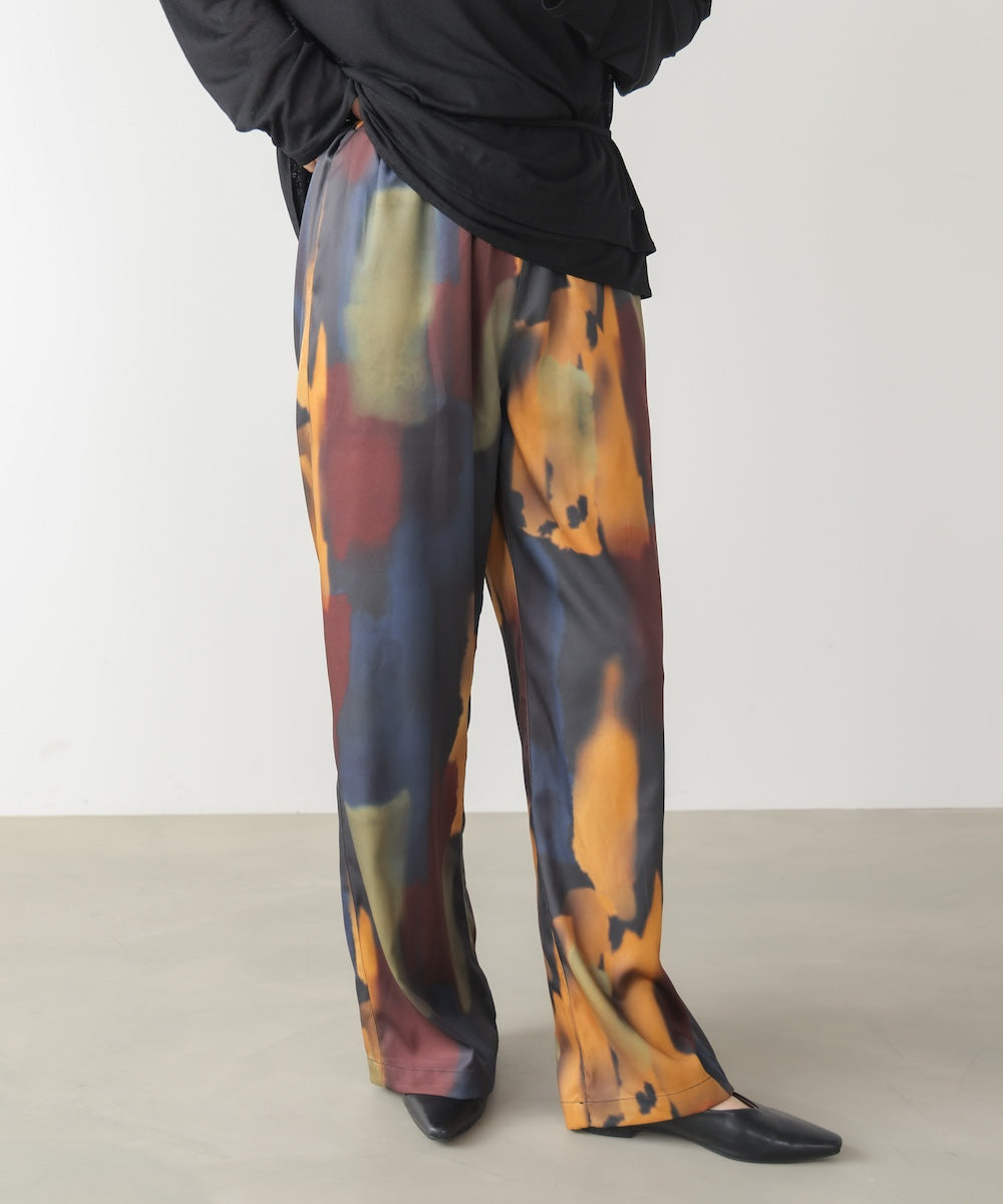 水彩柄ワイドイージーパンツ