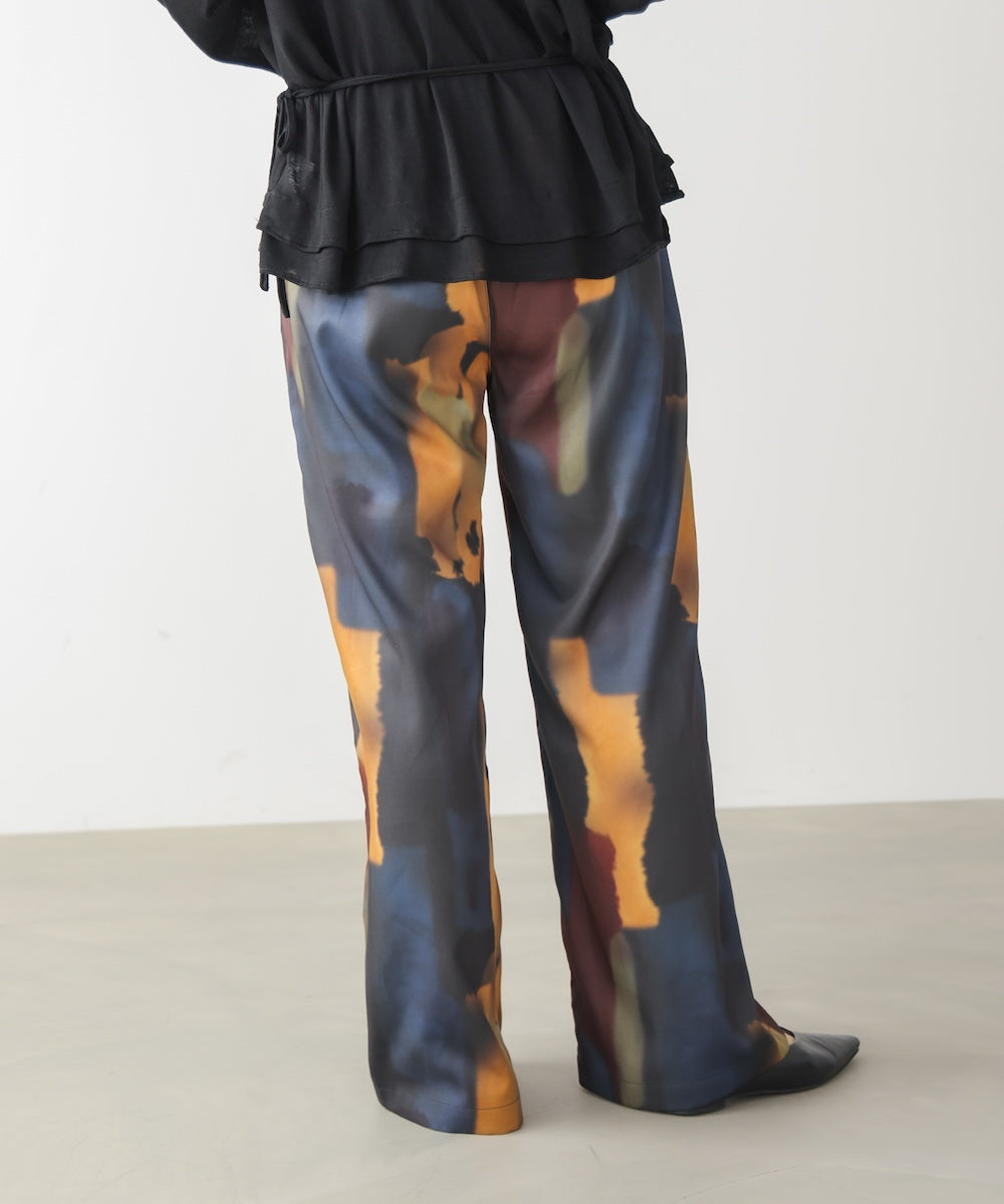 水彩柄ワイドイージーパンツ