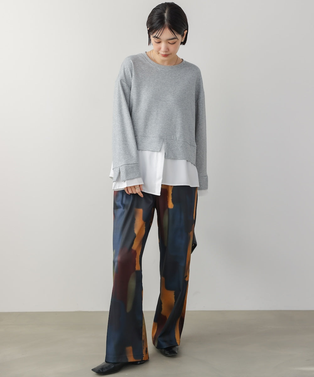 水彩柄ワイドイージーパンツ