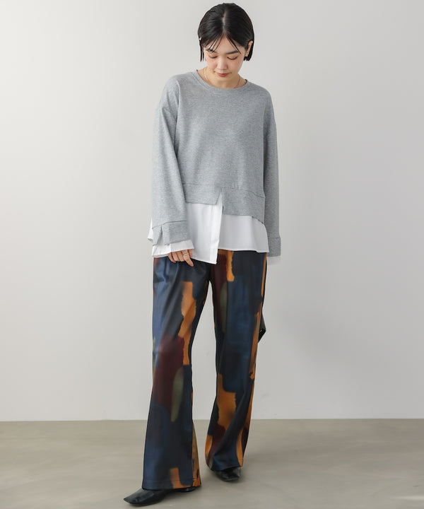 水彩柄ワイドイージーパンツ