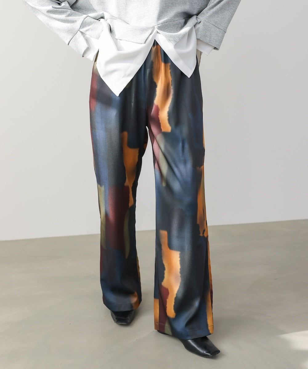 水彩柄ワイドイージーパンツ