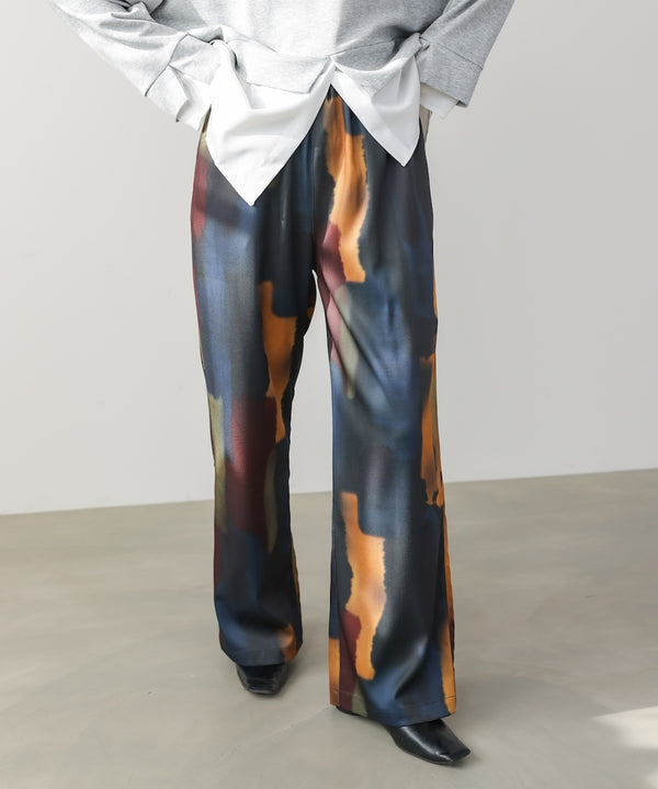 水彩柄ワイドイージーパンツ