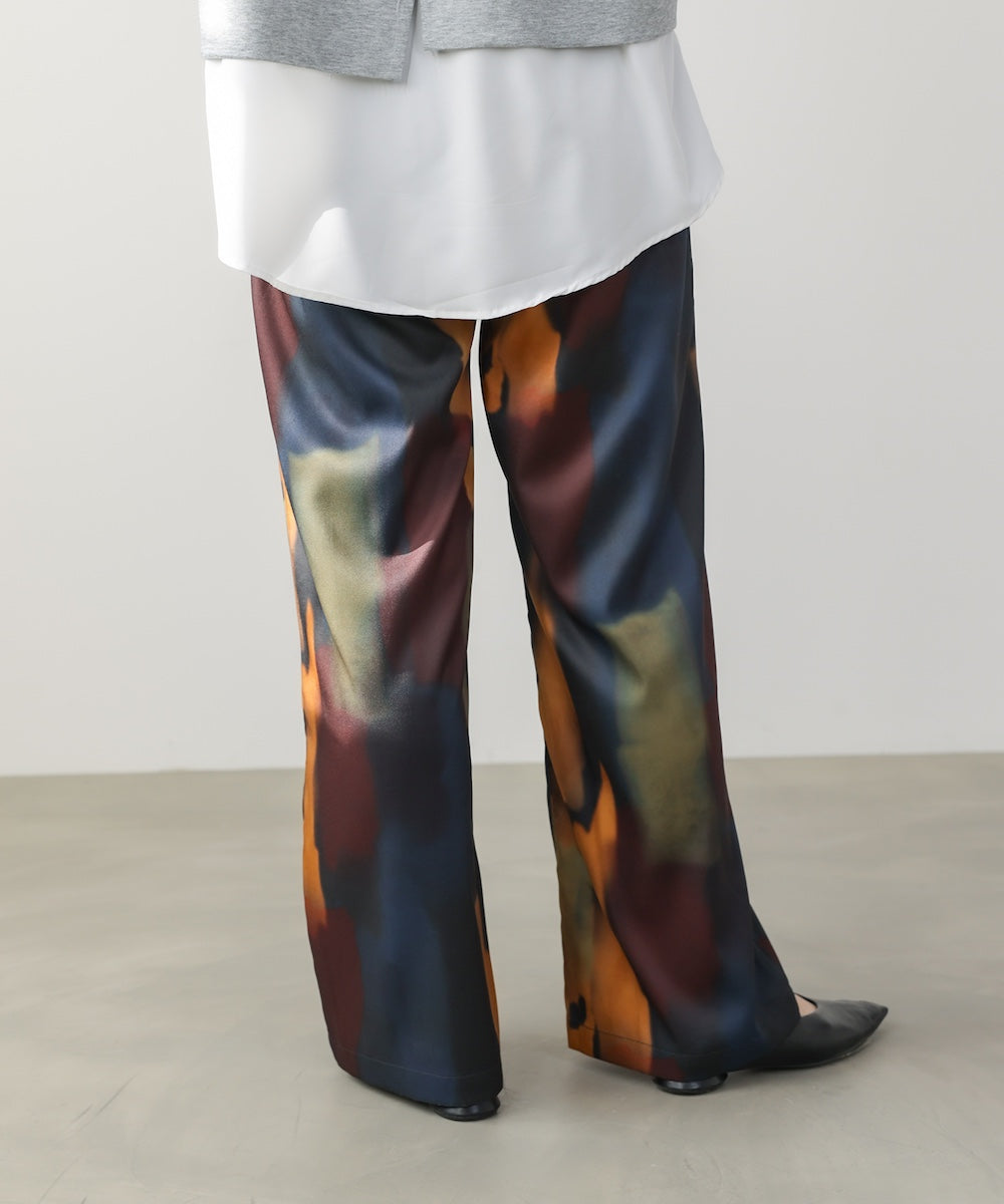 水彩柄ワイドイージーパンツ