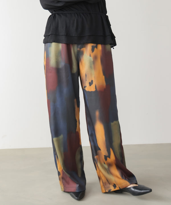 水彩柄ワイドイージーパンツ