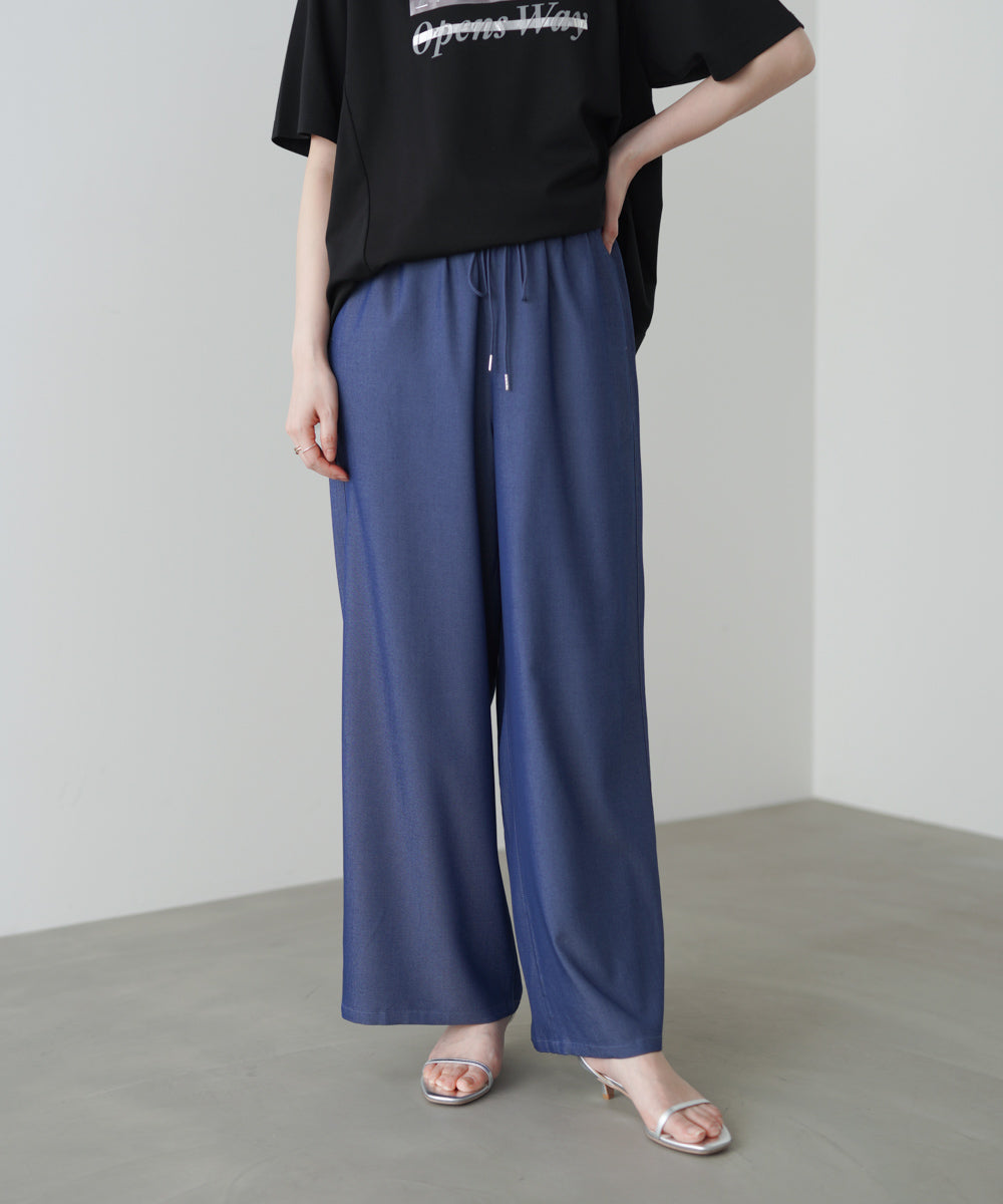 ソフトデニムセミワイドパンツ［4/30発送予定］