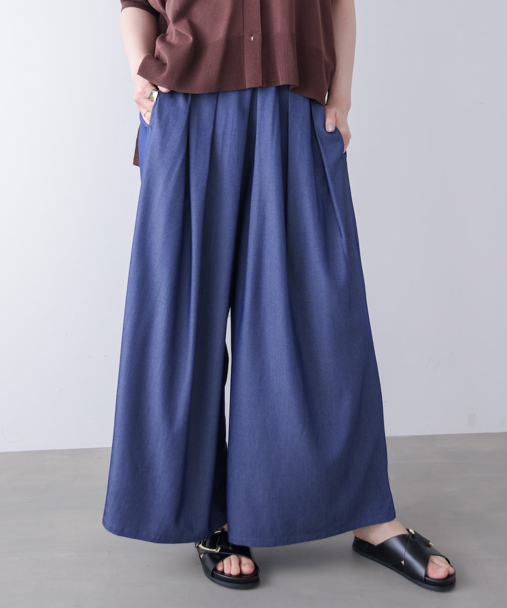 Ｔ／Ｒデニム風ワイドパンツ
