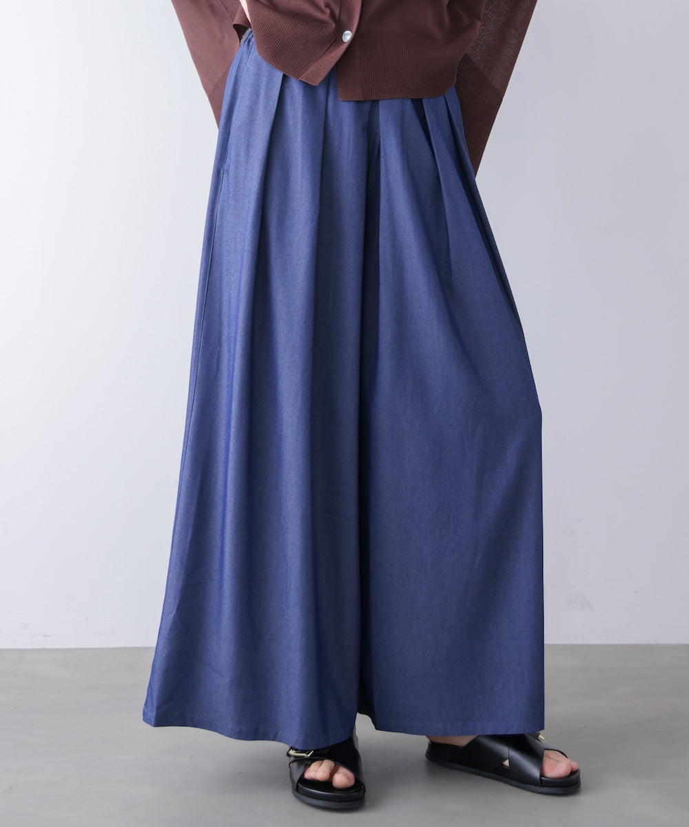 Ｔ／Ｒデニム風ワイドパンツ