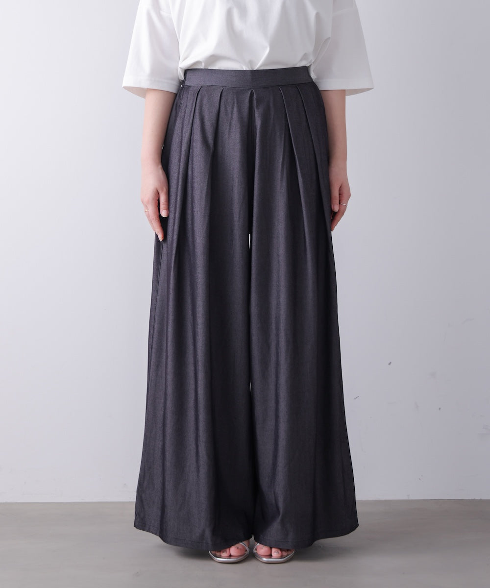 Ｔ／Ｒデニム風ワイドパンツ