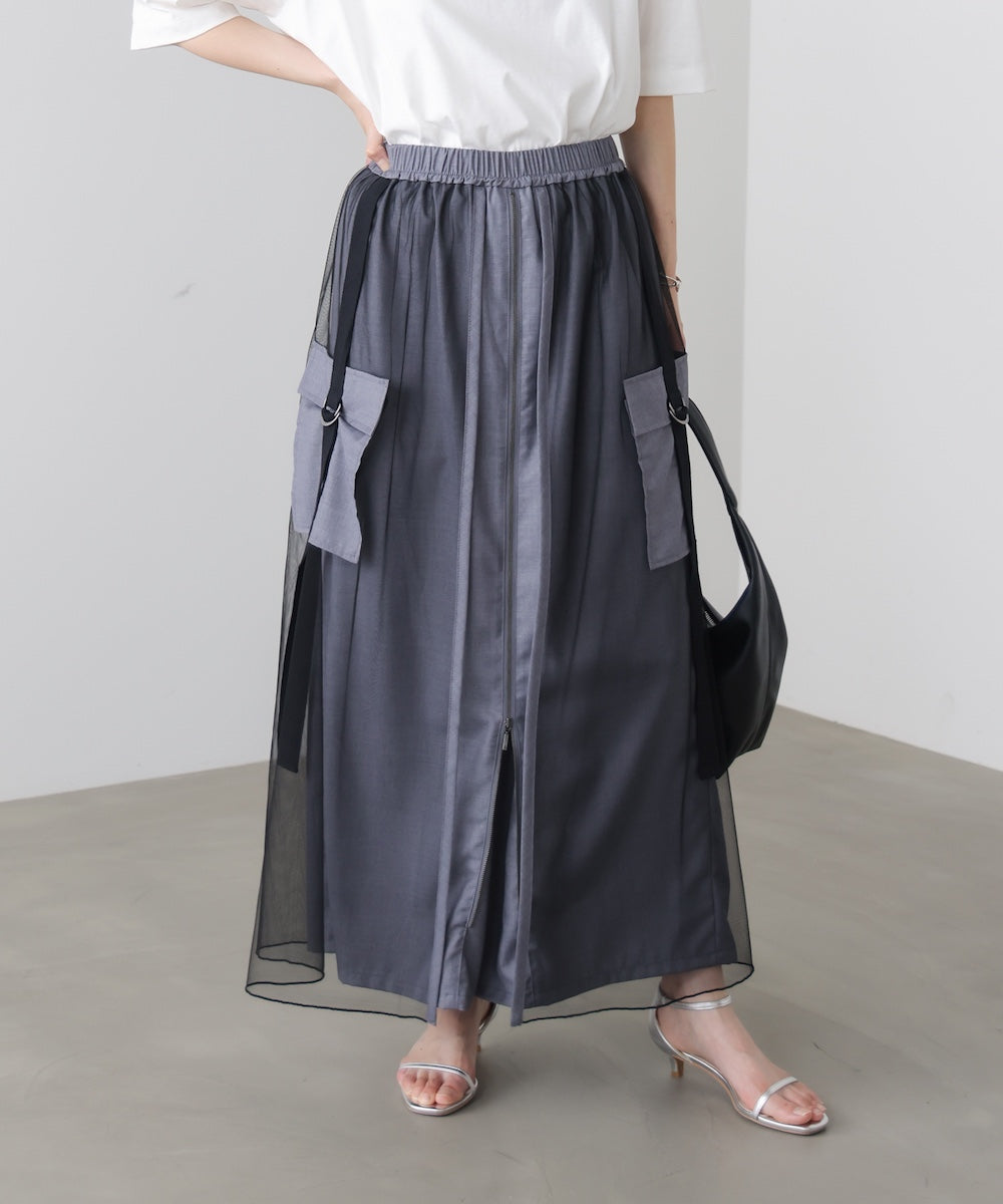 【新品】Bou JeloudチュールドッキングフロントZIPパンツ チュールドッキングフロントZIPパンツ［6/19発送予定］