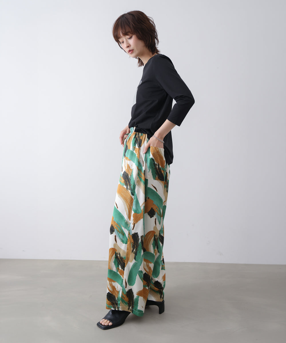 ペインティング柄ＲＥＬＡＸパンツ［4/30発送予定］