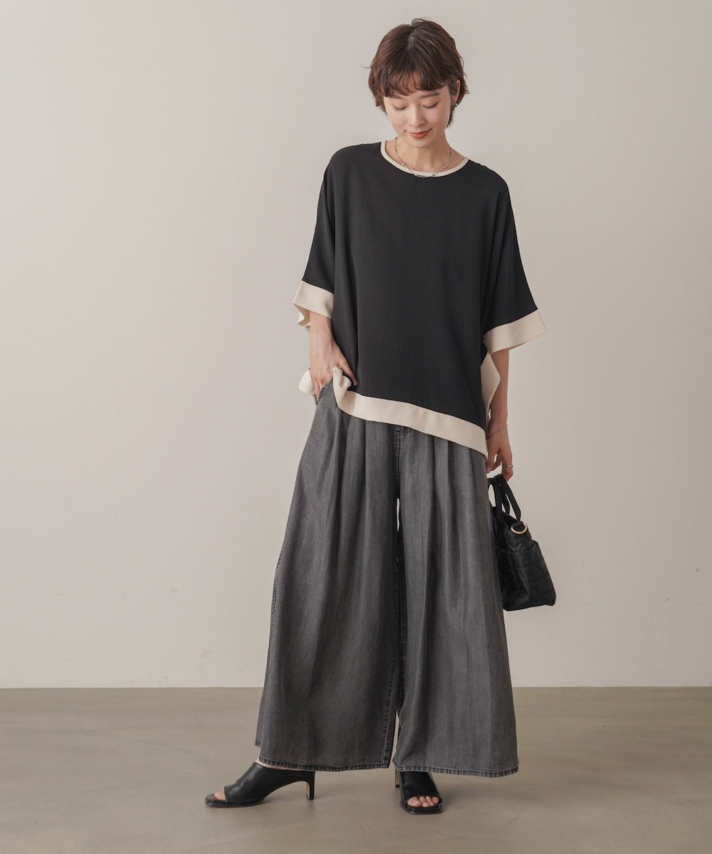 パウダーシルクデニムワイドパンツ