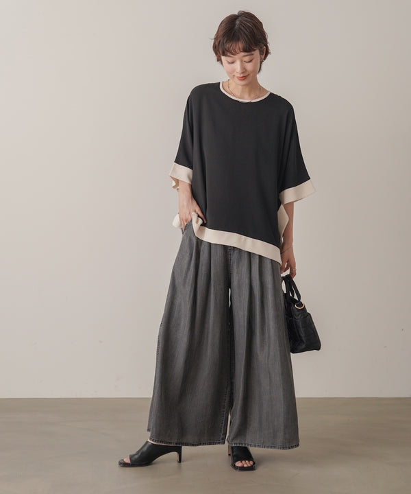 パウダーシルクデニムワイドパンツ