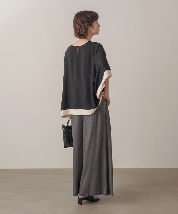 パウダーシルクデニムワイドパンツ