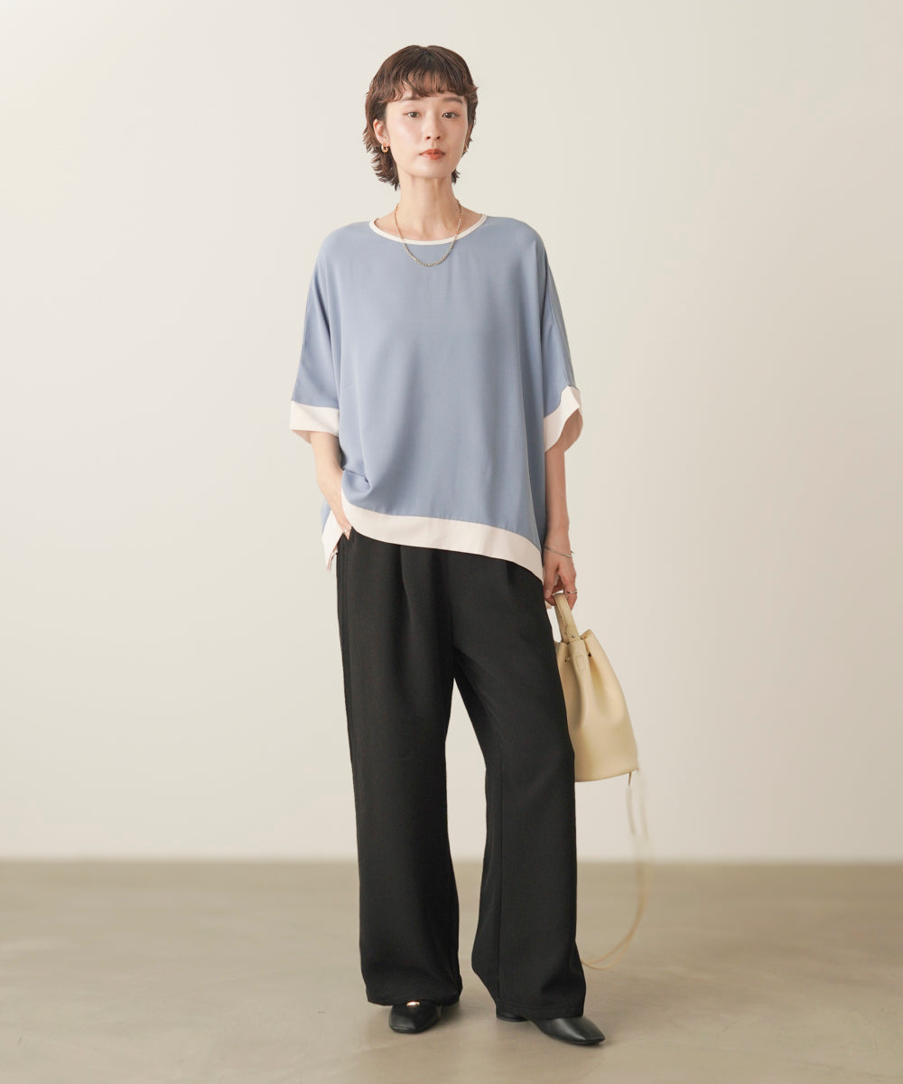シルクライクサイドタックパンツ［9/11発送予定］