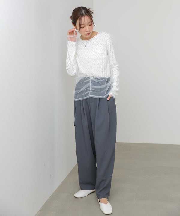ツータックルーズベルト付スラックスパンツ