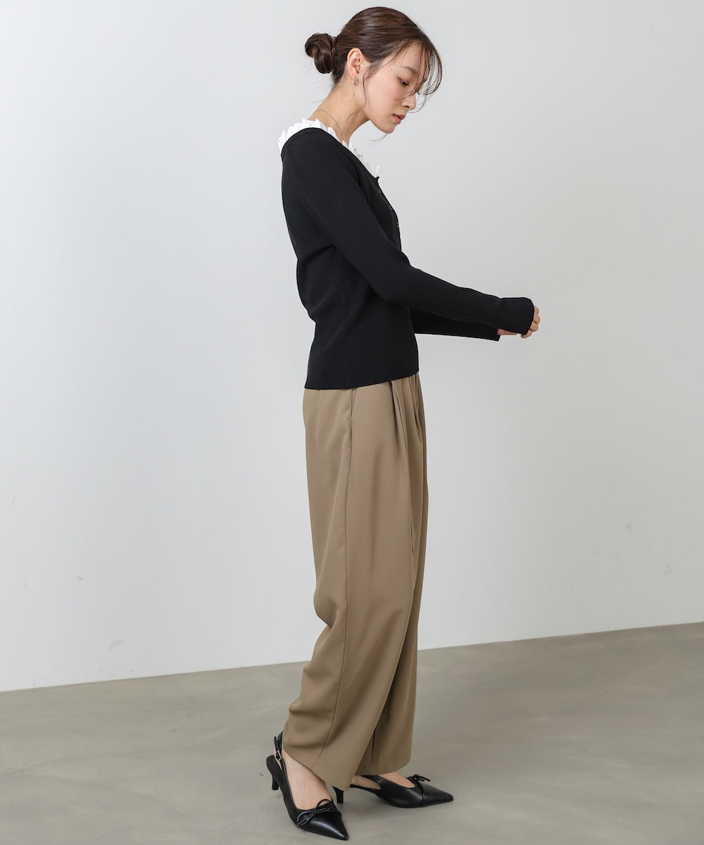 ツータックルーズベルト付スラックスパンツ