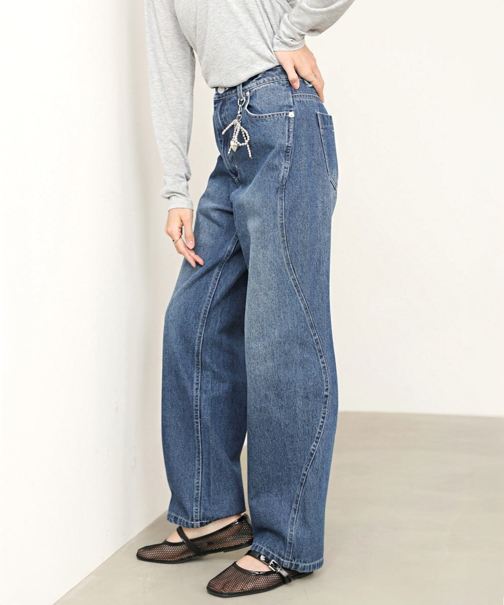 ウェーブラインデニムパンツ