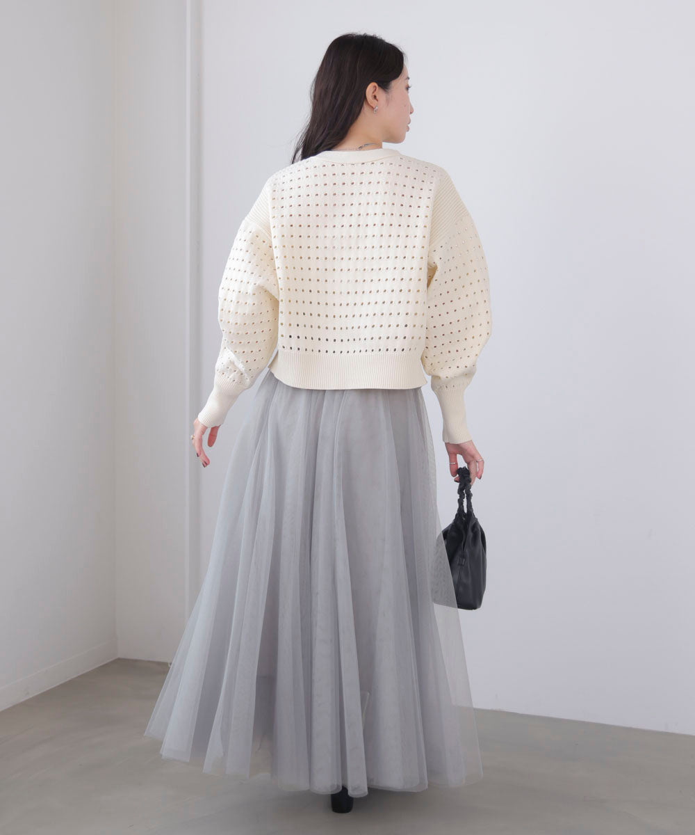 andrea&co ブラック チュール フレアスカート ANDREA&Co. AUBREY ボリュームフリルチュールスカート ブラック 【公式