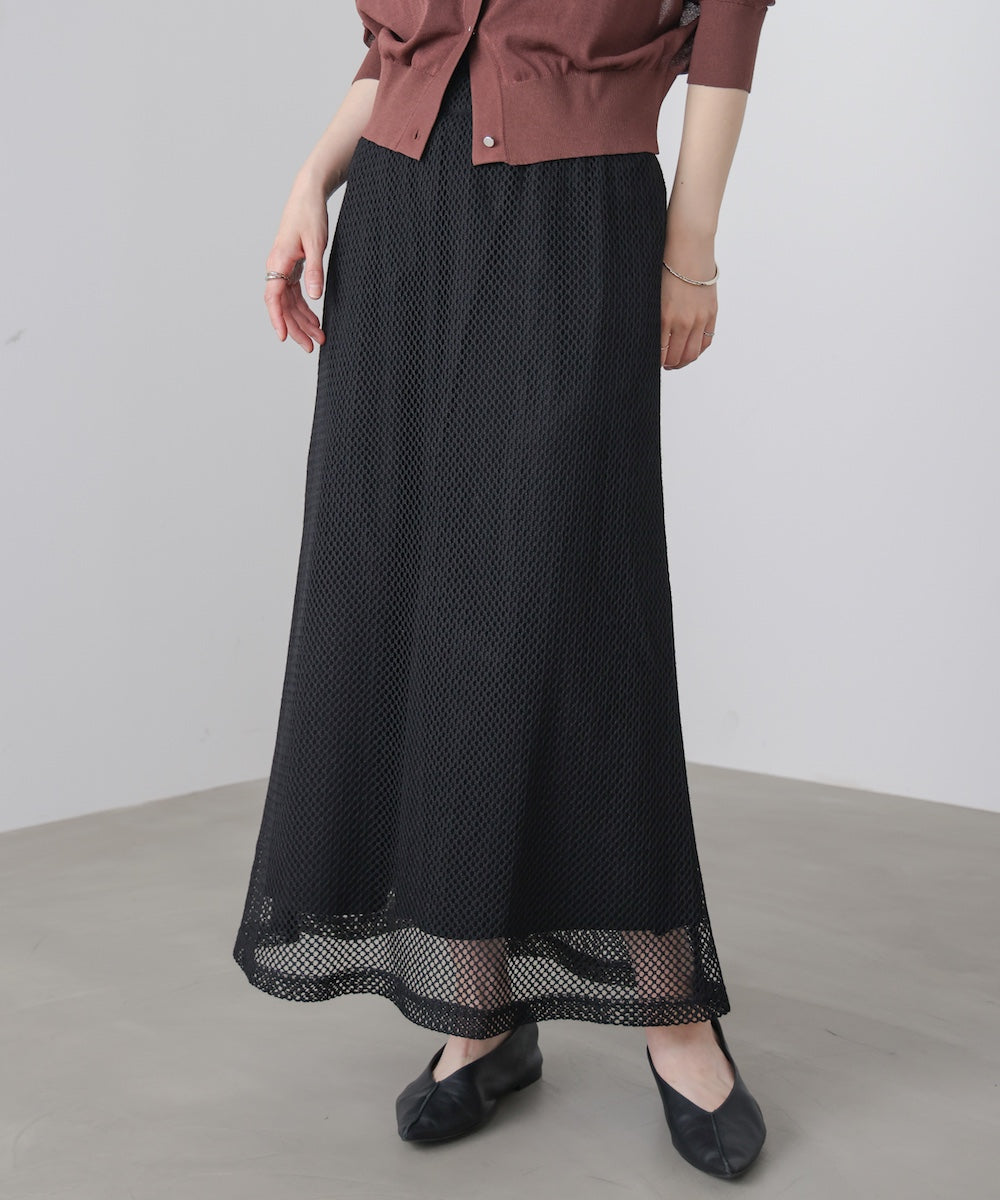 メッシュレイヤードフレアスカート［4/22発送予定］