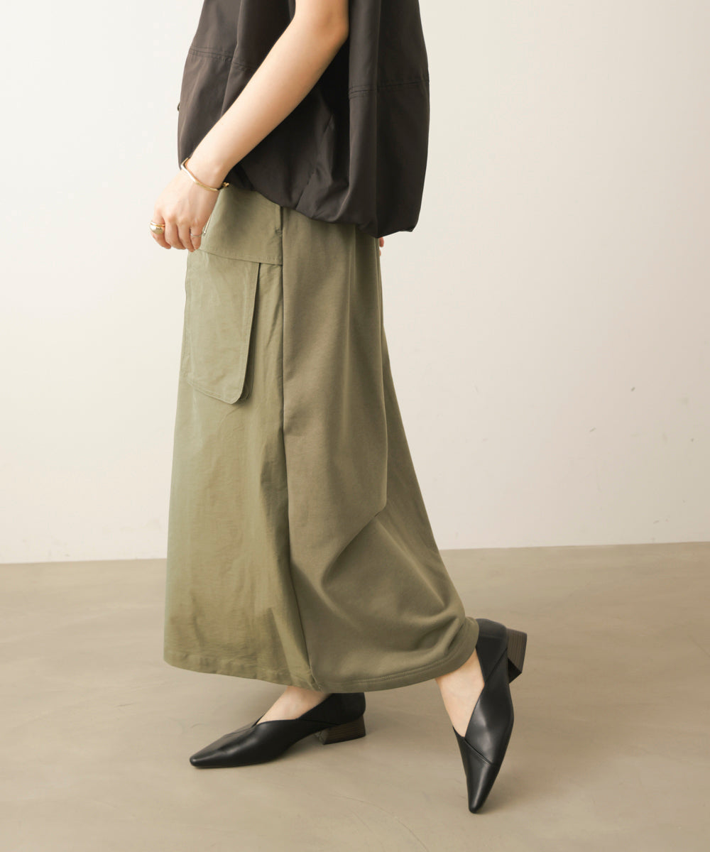 アシンメトリー異素材ドッキングスカート