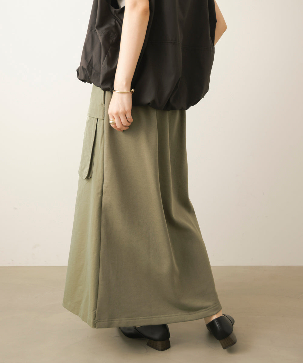 アシンメトリー異素材ドッキングスカート