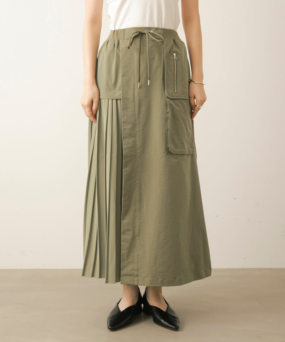 アシンメトリー異素材ドッキングスカート