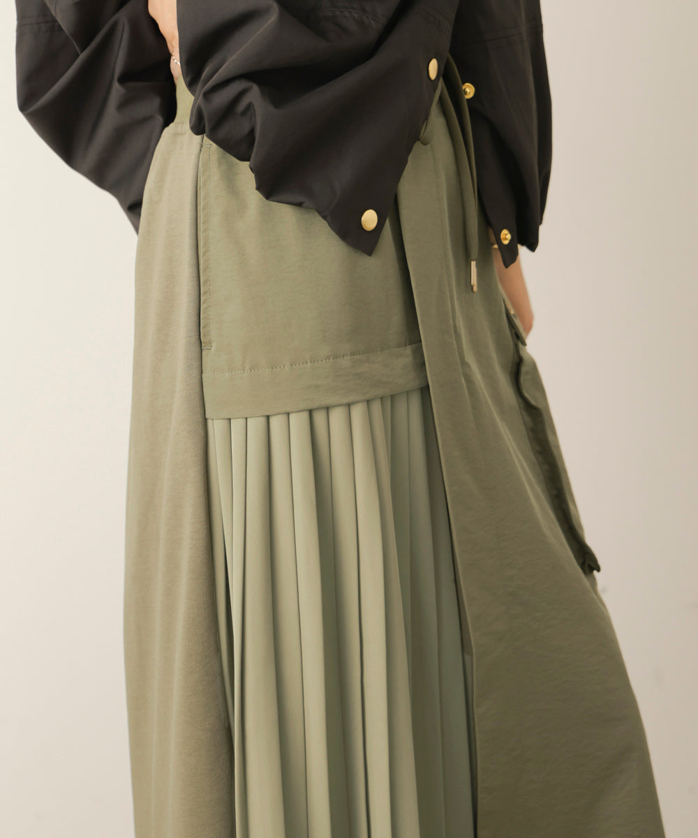 アシンメトリー異素材ドッキングスカート