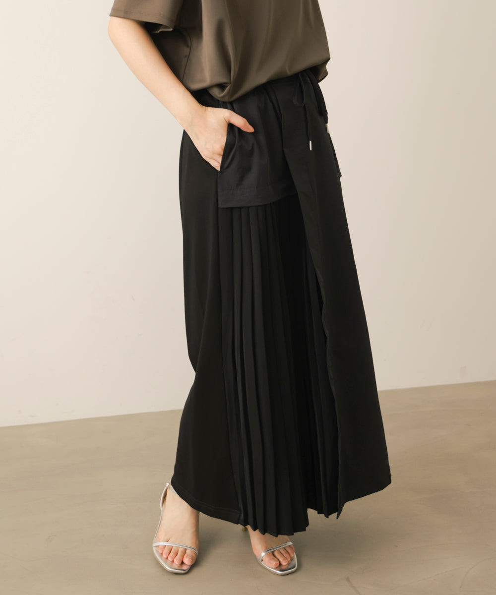 アシンメトリー異素材ドッキングスカート