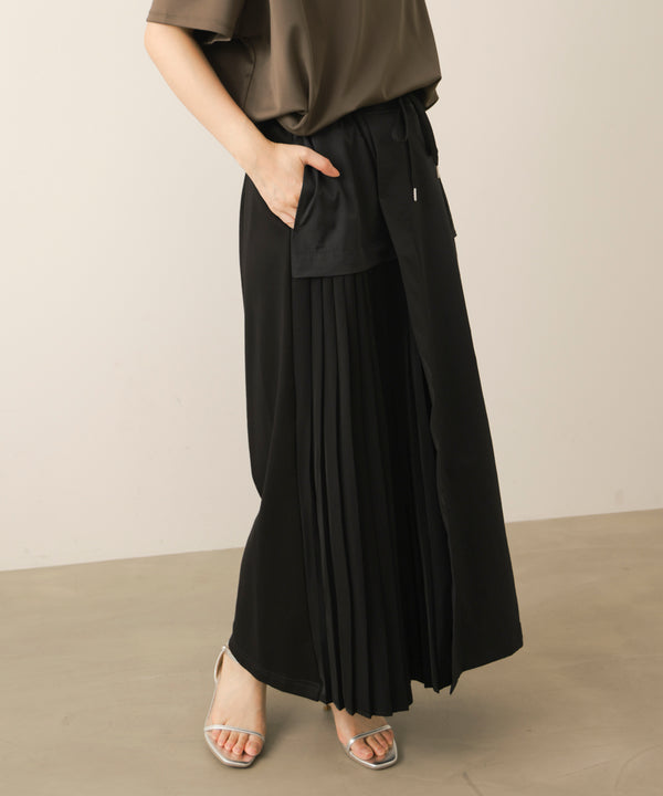 アシンメトリー異素材ドッキングスカート