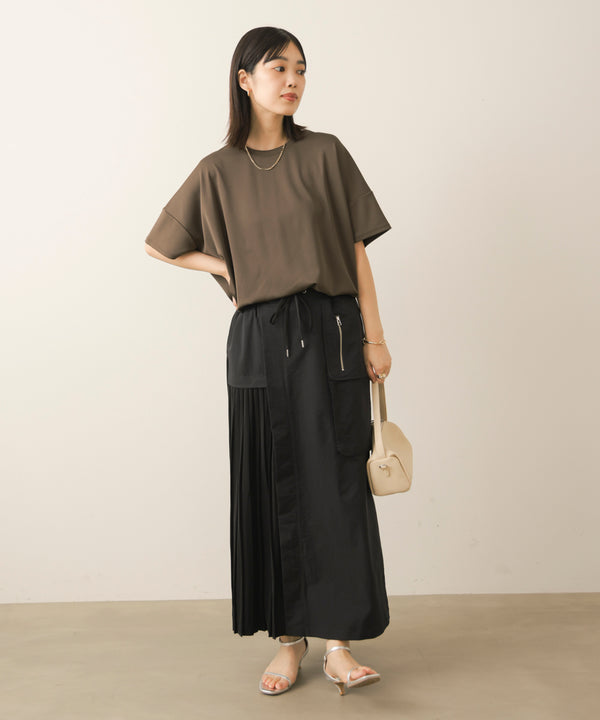 アシンメトリー異素材ドッキングスカート