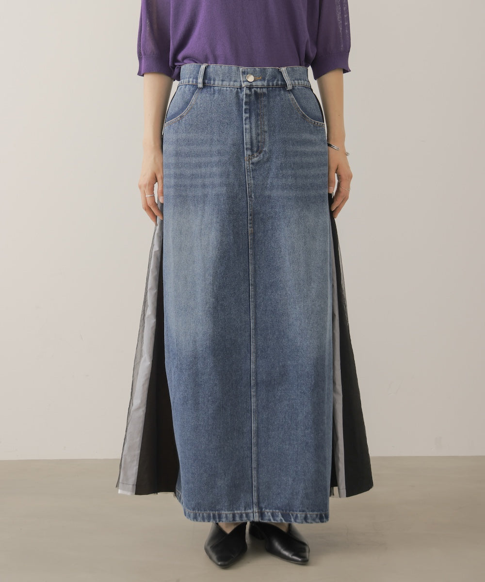 バックチュールデニムスカート