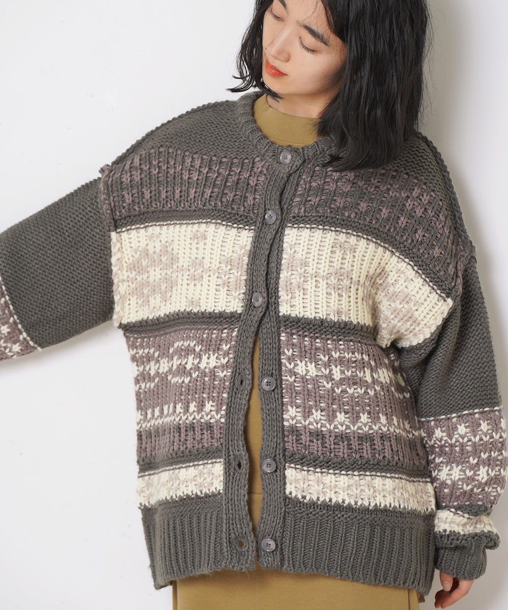 LUPILIEN ＪＱ編みノルディック柄カーディガン