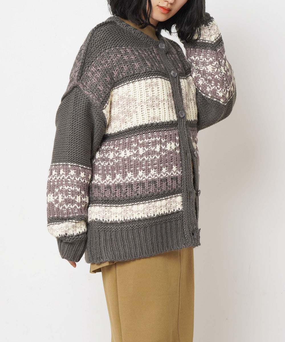 LUPILIEN ＪＱ編みノルディック柄カーディガン