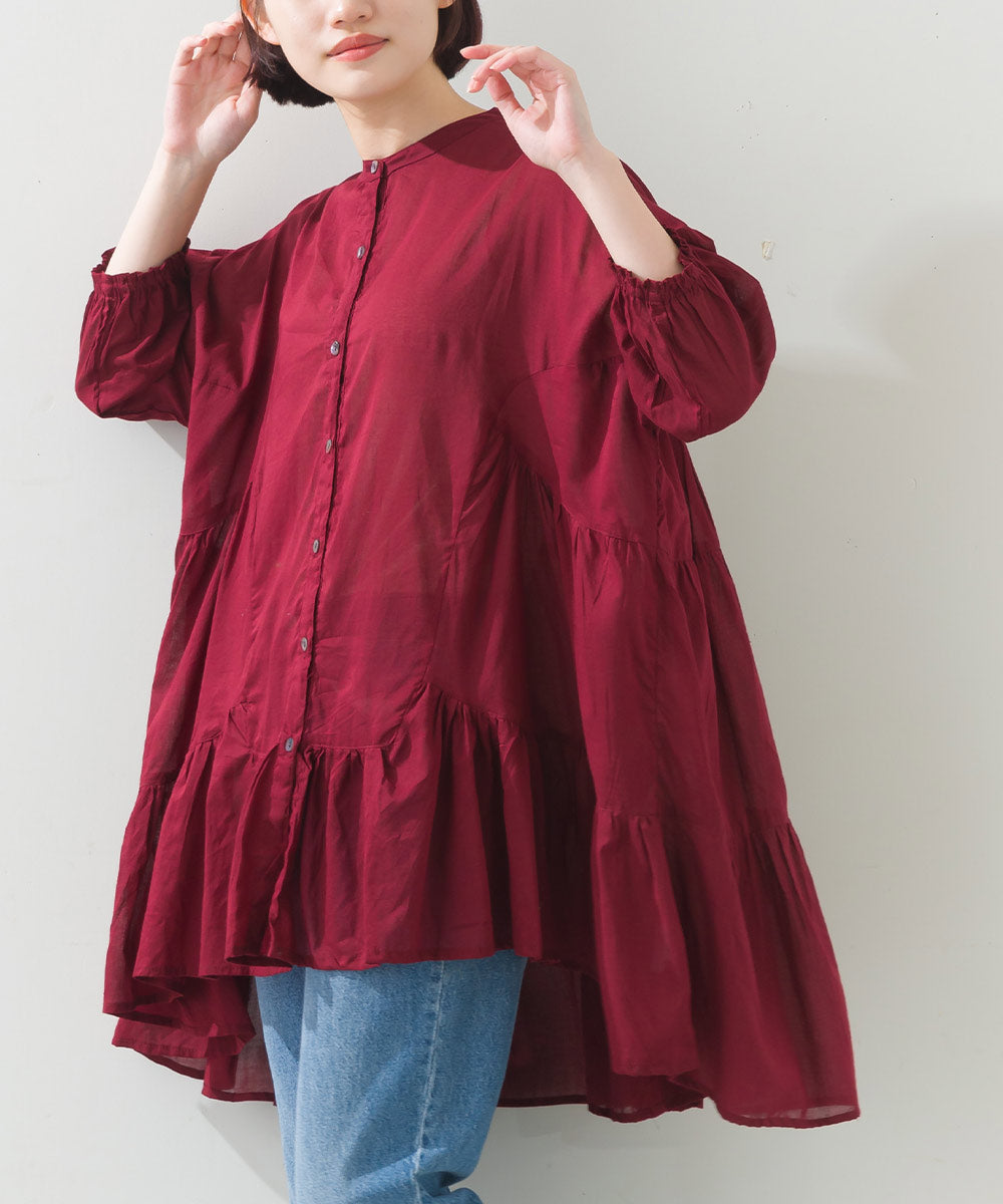 AILE AILE Ｃｏｔｔｏｎｖｏｉｌｅｓｏｌｉｄ　ティアードチュニック