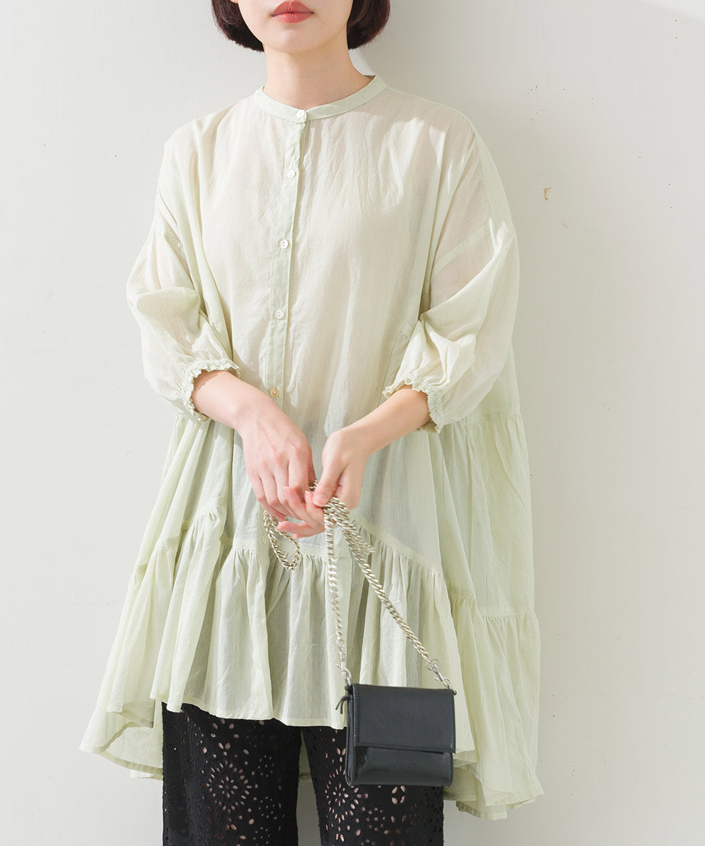 AILE AILE Ｃｏｔｔｏｎｖｏｉｌｅｓｏｌｉｄ　ティアードチュニック
