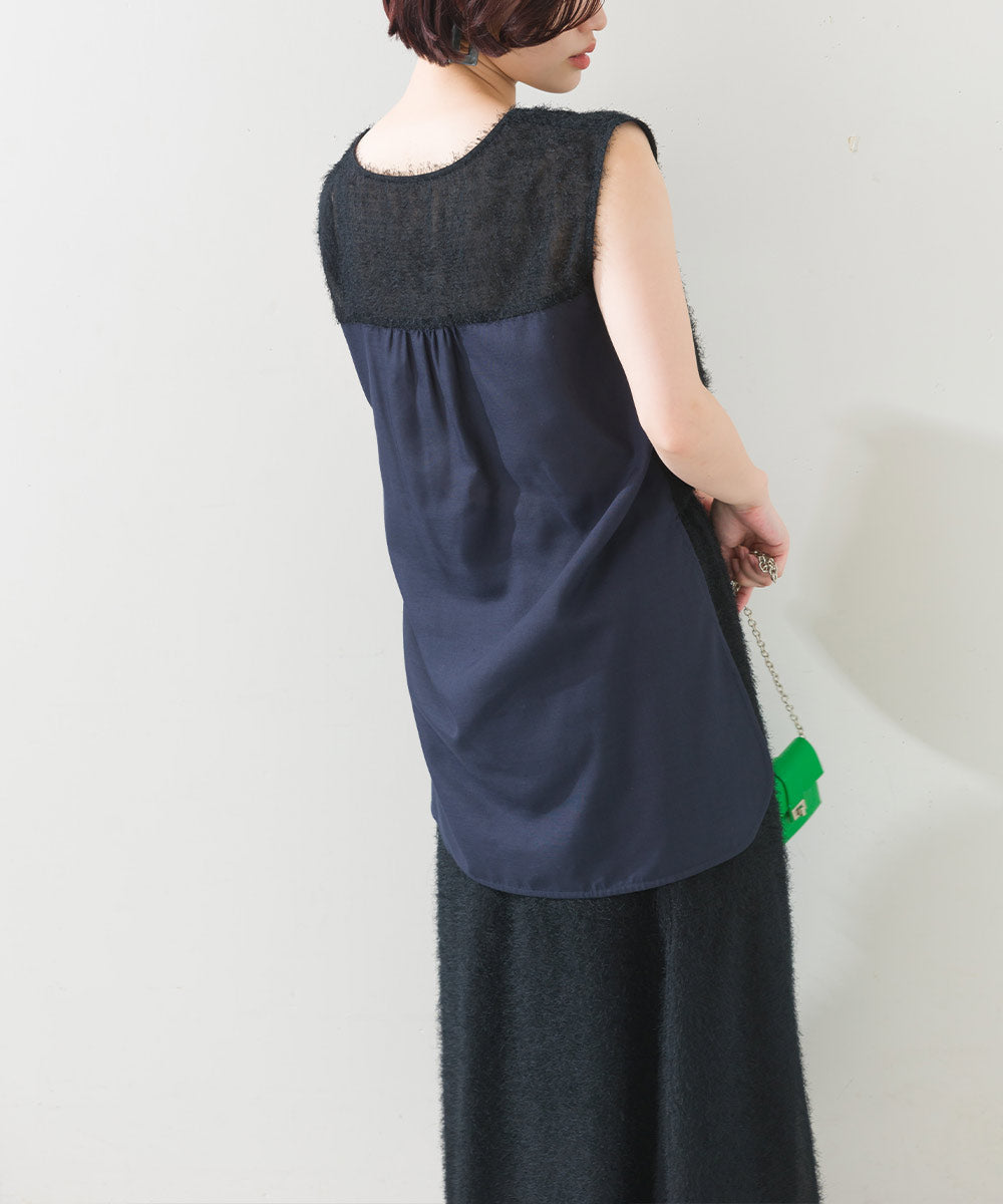 ヘアリー前後ヘムブラウス
